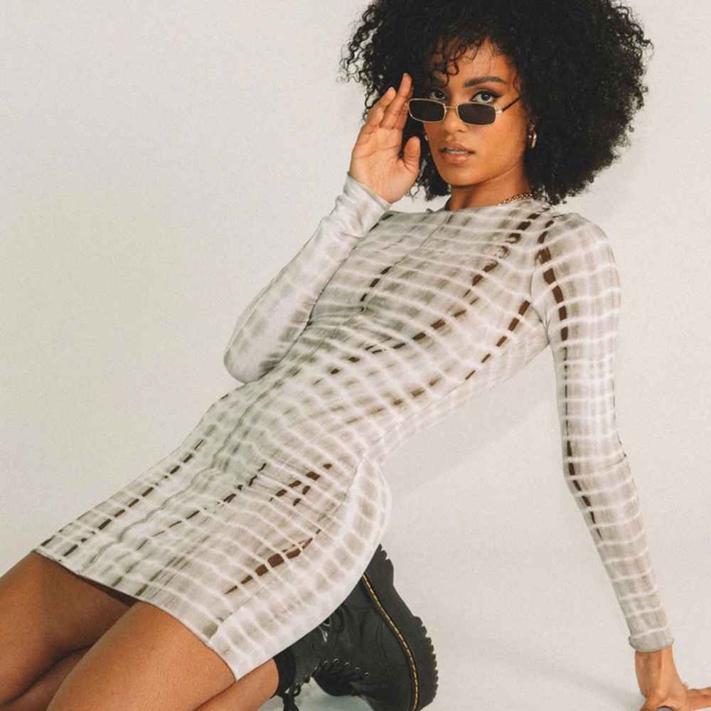 joani tie dye mini dress in green